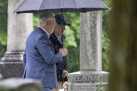 President Joe Biden on his way to mass at St. Joseph on the Brandywine Catholic Church in Wilmington, Delaware on Saturday.