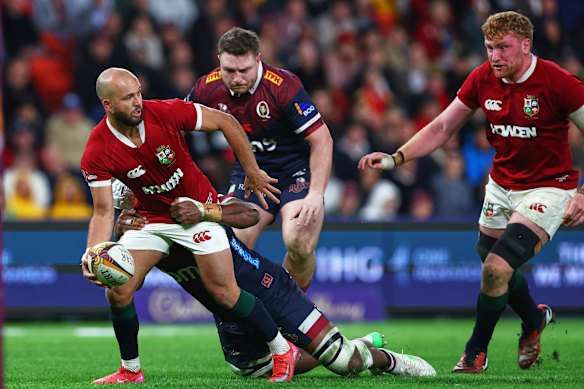 Jamison Gibson-Park of the British & Irish Lions looks to pass the ball 