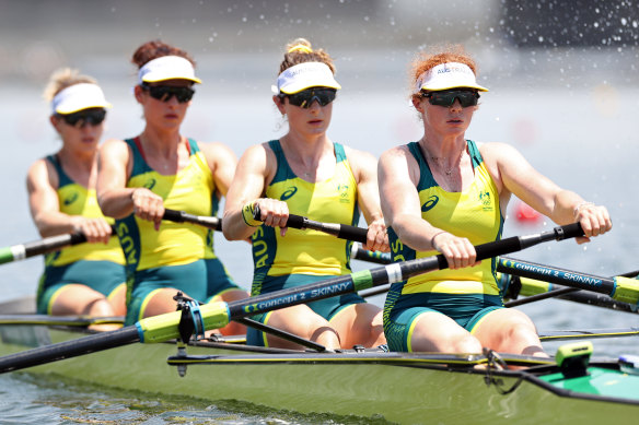 Australia’s women’s four led from start to finish.
