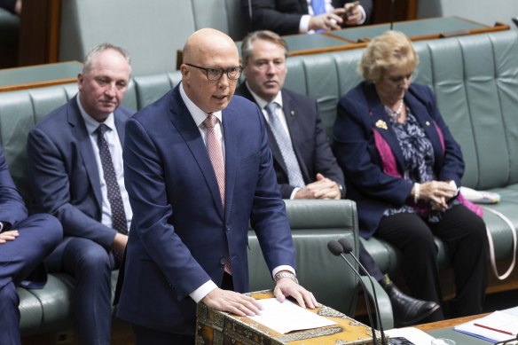 Opposition Leader Peter Dutton speaks during debate in parliament today. 