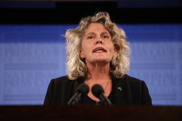 NFF president Fiona Simson at an earlier National Press Club address in Canberra in 2020.
