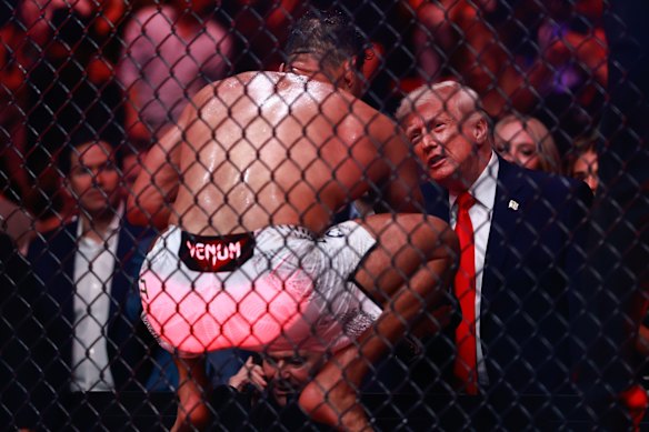 It is just past 1am in Miami, where Donald Trump attended a UFC fight.