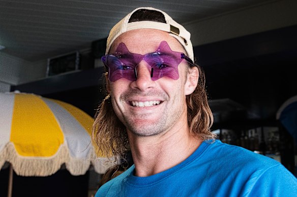 Stars in his eyes: Nicho Hynes helped promote the Starlight Children’s Foundation’s Super Swim Challenge on Monday.