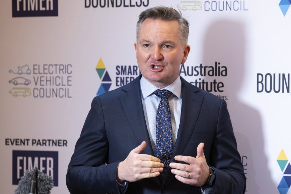 Minister for Climate Change and Energy Chris Bowen speaking at today’s summit. 
