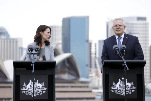 Tough talking: New Zealand Prime Minister Jacinda Ardern was not afraid to take on Scott Morrison at the latter's official Sydney residence.