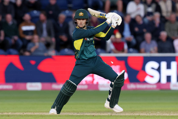 Jake Fraser-McGurk in action in the second Twenty20 against England.