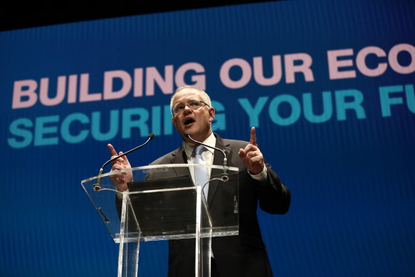 Prime Minister Scott Morrison at the Coalition campaign launch in Melbourne in 2019. 