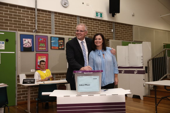 Prime Minister Scott Morrison and wife Jenny casting their votes at the 2019 election.