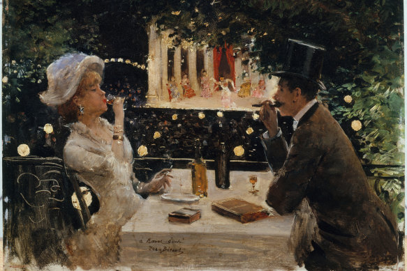 Jean Beraud, Dinner at the Ambassadeurs, c.1880 (detail).