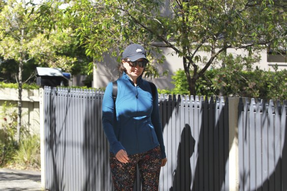 Former NSW premier Gladys Berejiklian returns to her home following a Sunday morning walk.