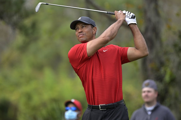 Woods in action at the PNC Championship in Florida last month.