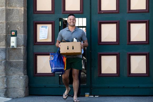 Jarryd Hayne walks out of Cooma Correctional Centre on Tuesday.