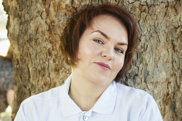 Senator Kimberley Kitching poses during a photo shoot for an edition of Good Weekend published in 2018.