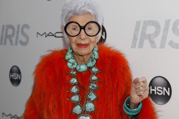Iris Apfel attends the premiere of Iris, the film about her life, in 2015.