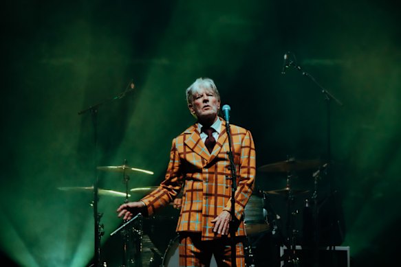 Age has not wearied Tim Finn, seen here on stage in New Zealand earlier this month. 