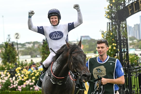 Craig Newitt after piloting Caballus to victory in the Newmarket Handicap.