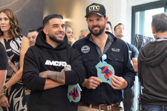 Portelli (left) at the auction on this year’s The Block season finale.