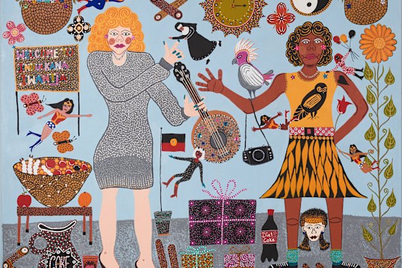 Dolly Visits Indulkana (detail), was a finalist in the 2020 Archibald Prize. 