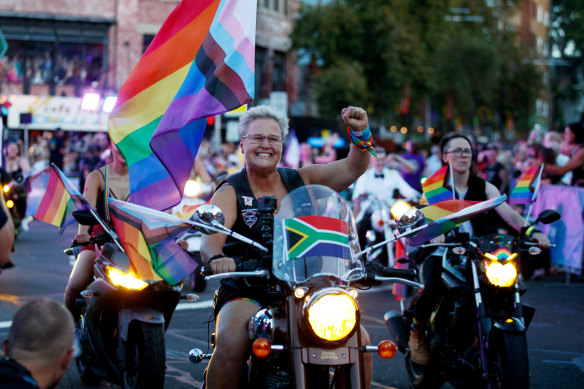 Dykes on Bikes kick off the 45th annual Gay and Lesbian Mardi Gras parade in Sydney.