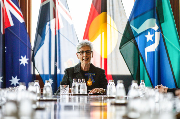 Outgoing governor Linda Dessau during a proclamation ceremony for King Charles at Government House last year.