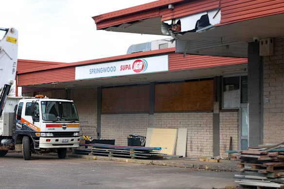 Signage for the Springwood IGA, which closed in 2016, still remains on the building.