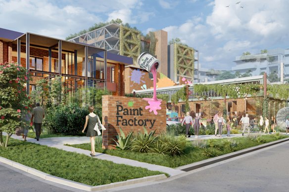 An early digital render of development plans for the former Yeronga Paint Factory at 115 Hyde Road.
