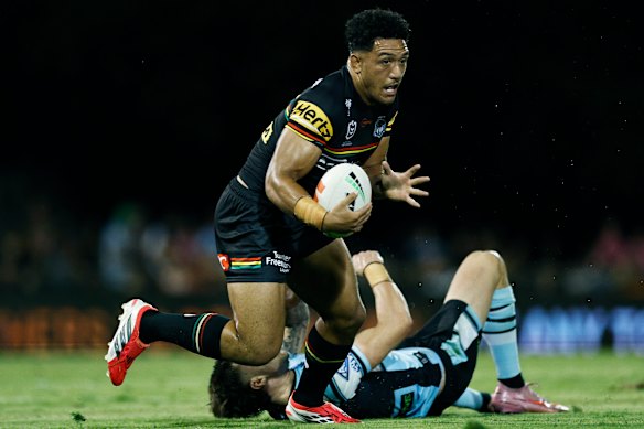 Paul Alamoti leaves a Sharks defender in his wake earlier this year.