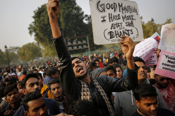 Students have been protesting against new citizenship laws, which critics say is an attempt by the Modi government to marginalise India's 200 million Muslims.