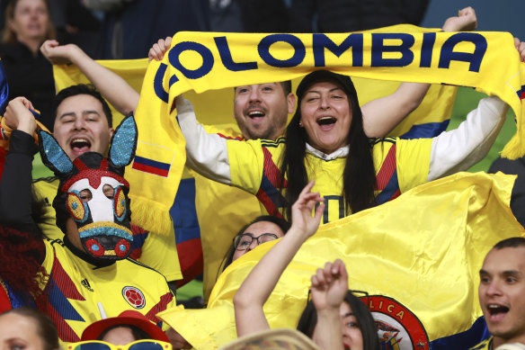Colombian fans inside Melbourne Rectangular Stadium.