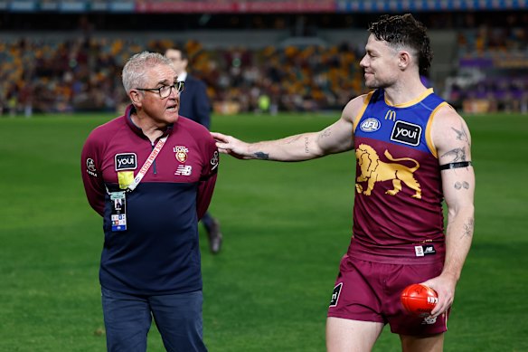 Lachie Neale with coach Chris Fagan.