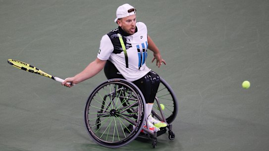 Dylan Alcott was unable to add to his doubles success at Flushing Meadows, falling in three sets to Sam Schroder in the US Open men's wheelchair quad singles final.