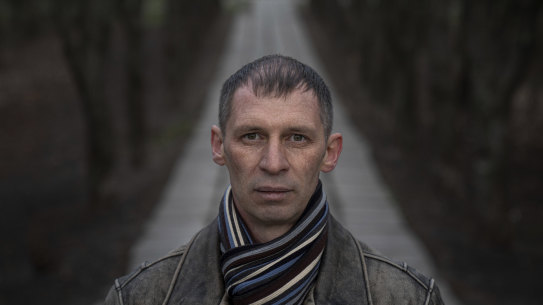 Valerii Semenov, main security engineer at the Chernobyl nuclear power plant, poses for a photo in Kyiv, Ukraine, on Monday, April 18, 2022.