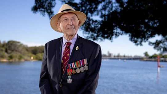 WWII veteran Jack Thomas,98, pictured in Forster. 