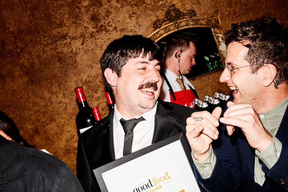 O.My team winners are grinners after scooping the Restaurant of the Year award.