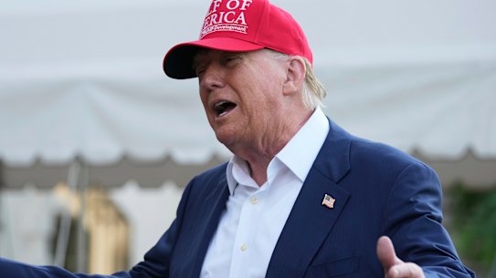 President Donald Trump speaks to the media at the White House on Tuesday.
