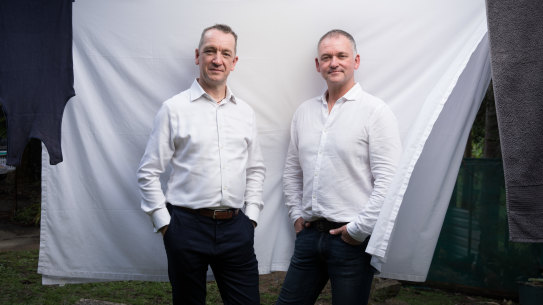 Adrian Jones (left) and Graham Ross, co-founders of Blocktexx, and startup which takes textile waste and recycles it into clothes and othe products