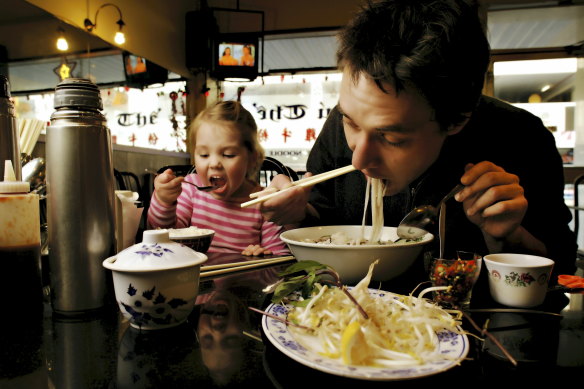 Diners young and old appreciate the Vietnamese noodle soup at Pho Chu The.