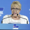 Teena McQueen, pictured at a Liberal Party federal council meeting in 2019, is among those banned from speaking.