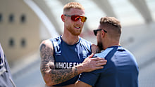 England captain Ben Stokes with head coach Brendon McCullum at training this week.