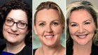 Rachael Falk (left) and Kathleen Conner (centre) will join Ashurst’s risk advisory division as partners; Catherine Hunter has been appointed the next chief executive of Diversity Council Australia.
