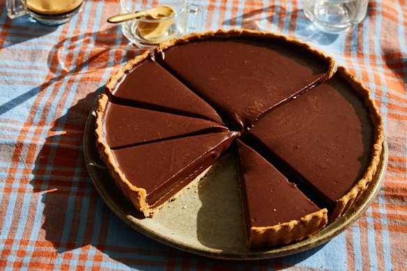 Use your favourite type of chocolate for the ganache, which cloaks the caramel.
