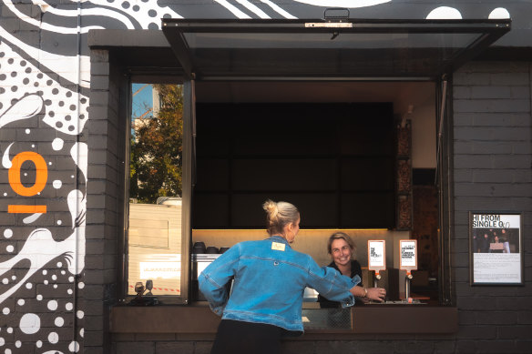 Single O’s coffee window features self-serve filter coffee on tap.