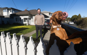 Aaron Allport, pictured with Luna, is one of many home buyers considering their future after interest rate rises.