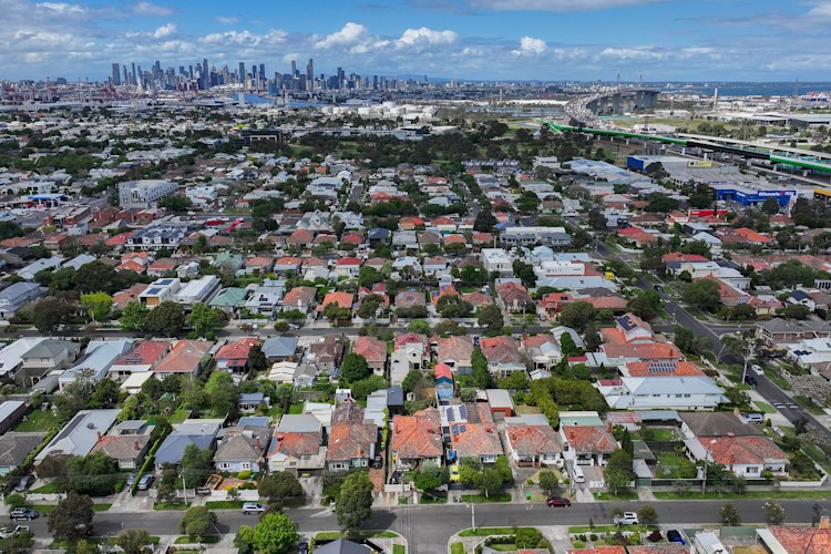 An aerial view of Yarraville.