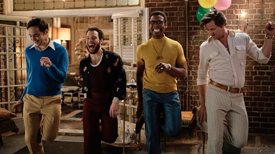 From left, Jim Parsons, Robin De Jesus, Michael Benjamin Washington and Andrew Rannells in The Boys in the Band.  