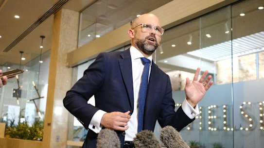 Queensland Treasurer and Energy Minister David Janetzki speaks to journalists in Brisbane after his first major speech today.
