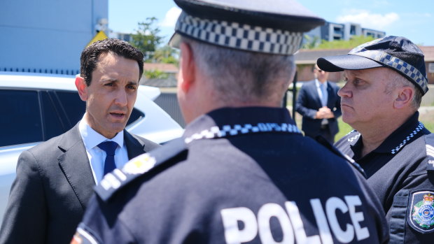 Queensland Premier David Crisafulli visits the Upper Mt Gravatt Police Station on his second day in the job.