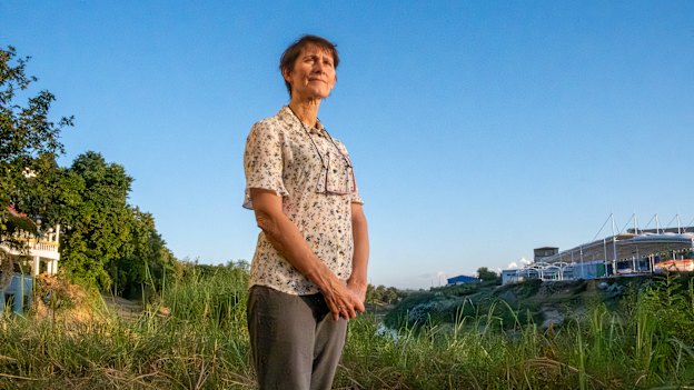 Rose McGready pictured late last year at the Moei River on the Thailand-Myanmar border. She arrived in Thailand in 1994 for a six-month posting studying tropical diseases.