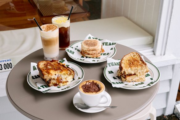 A Team’s menu drills down on espresso and specialty coffee, and toasted and fresh sandwiches.