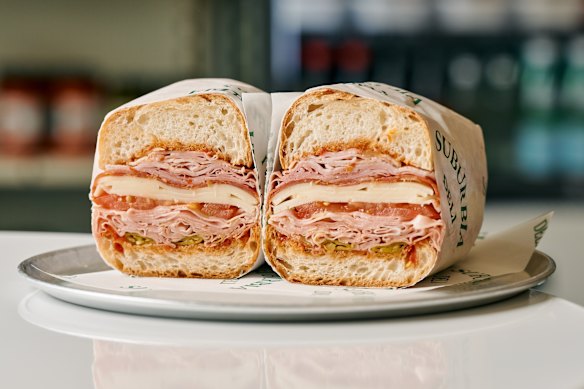 The No. 6 sandwich, with its deli meats and pickled chillies, is similar to a New York hoagie.